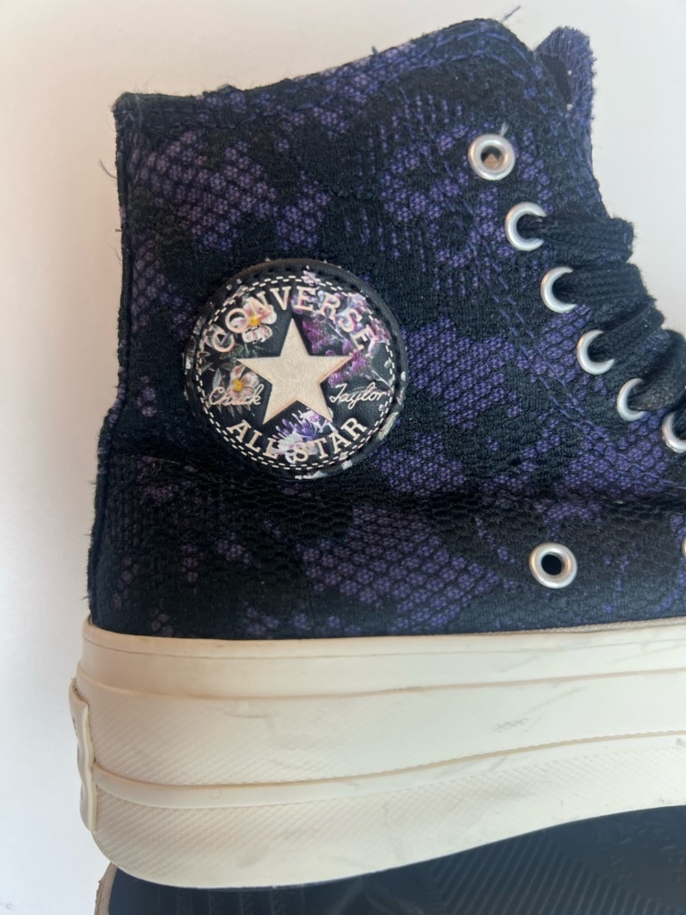Converse Chuck Taylor All Star High Top Uncharted Waters Black Lace Purple Sz 6 - Picture 8 of 9